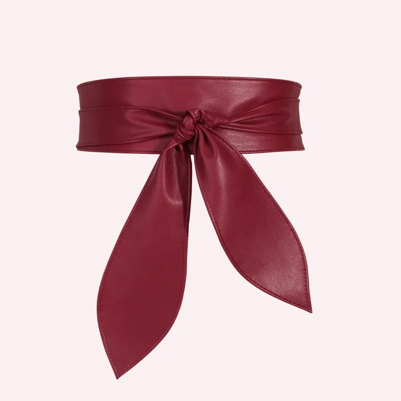 Modischer breiter Taillenbund für Damen, elegantes Schleifenband, geknoteter Taillenbund, dekorativer Taillenbund aus Leder