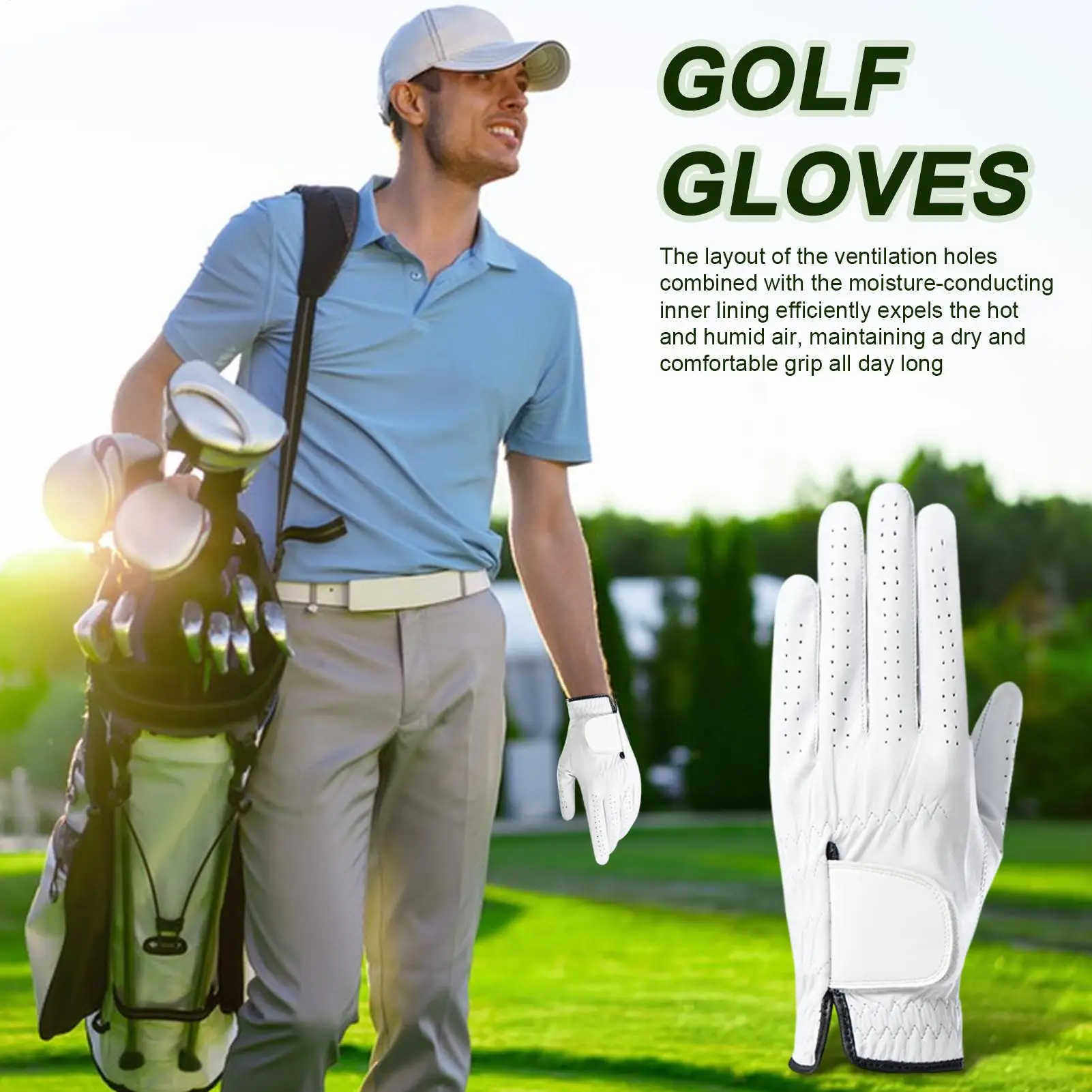 Mens Golf Glove Breathable Golf Glove Men Left Hand Padded Ergonomic Protective Grip For Women Driving Riding Cycling Fishing