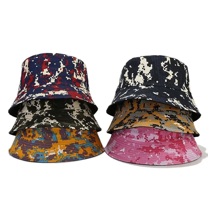 

LDSLYJR Spring Cotton Camouflage Print Bucket Hat Fisherman Hat Outdoor Travel Sun Cap For Men And Women 157