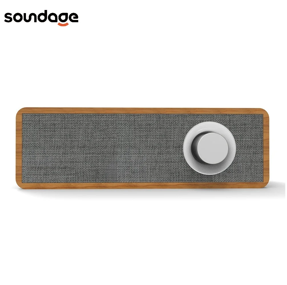 

Soundage Brand New Wooden Portable Wireless Bluetooth Speaker 5.0 Bluetooth Sound Bar with Multifunction Knob LED Indicator