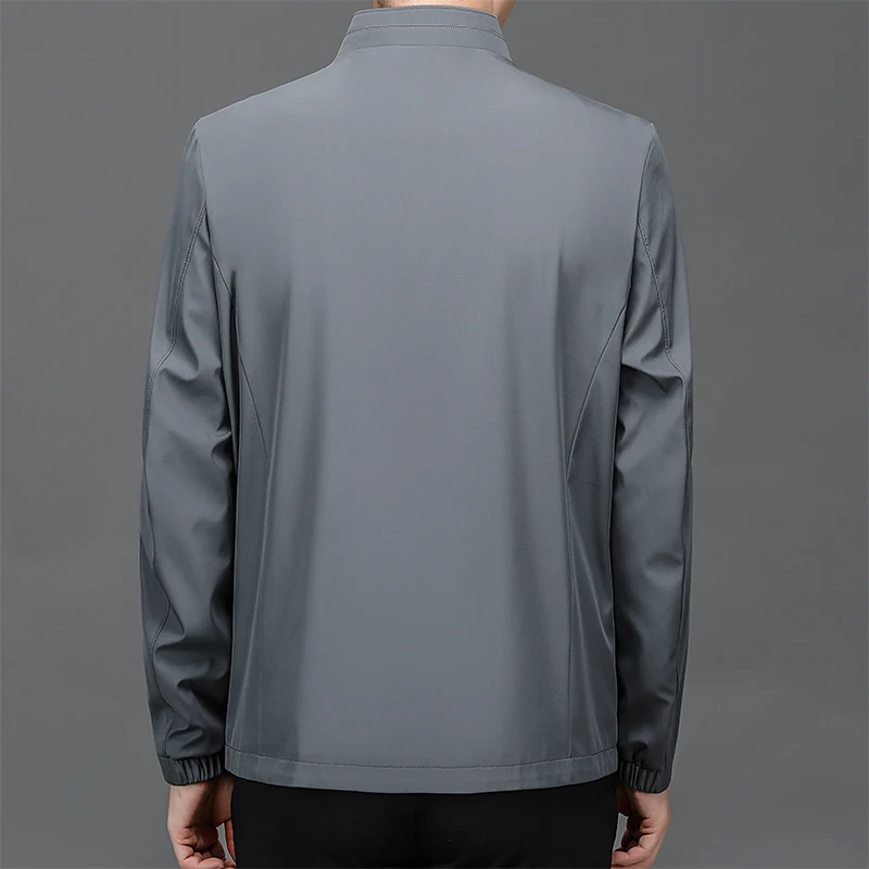 NEEDLESNOAH Mens Bomber Jacket Slim Business Jackets Outwear Spring Autumn Casual Jackets Solid Color Stand Collar Male Coats 3