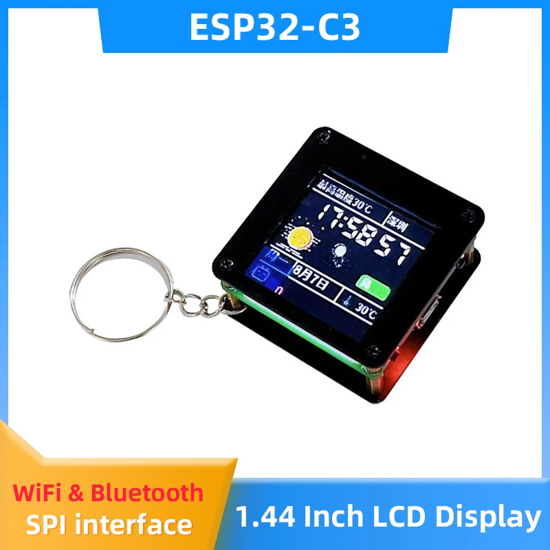 Mini Desktop Ornamentos com Bluetooth 144 Display Lcd Wi-fi e bt Carry-on Pingente Driver Spi Interface Esp32 c3 Lvgl St7735
