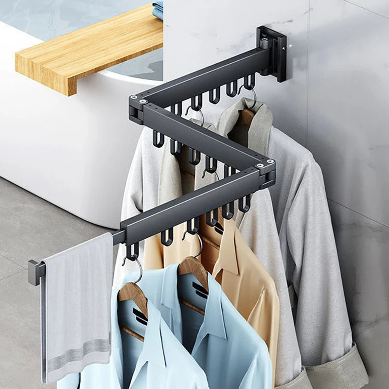 Danpoo Tendedero plegable para colgar en la pared, estante de secado de  ropa plegable, soporte plegable para colgar ropa, plata mate (paquete de un