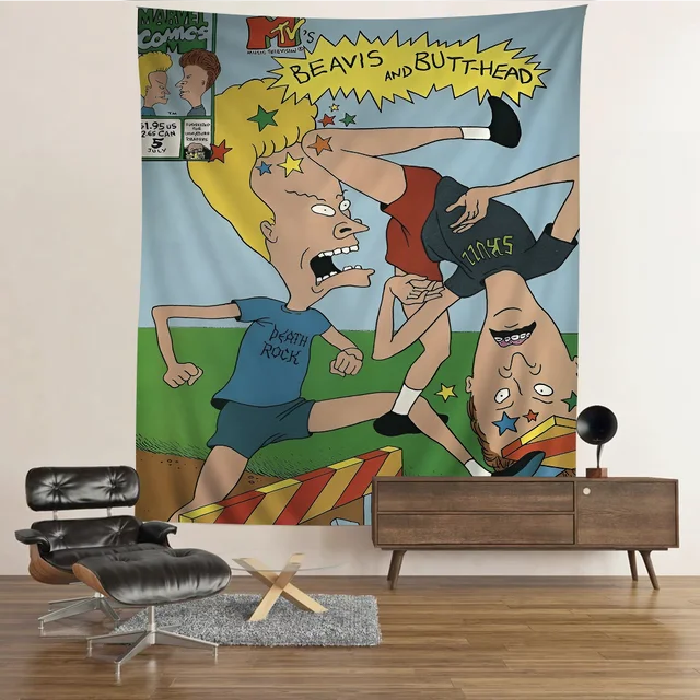 Tapisserie de dessin animé Anime Beavis et Butthead, décoration murale, décoration de la maison 6
