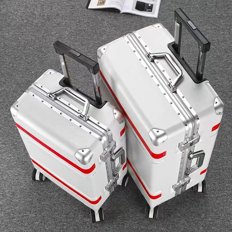 

Fashion Password Suitcase Aluminum Frame Trolley Case Large Capacity Women Luggage Cabin Suitcase 20 inches Men Boarding Bag