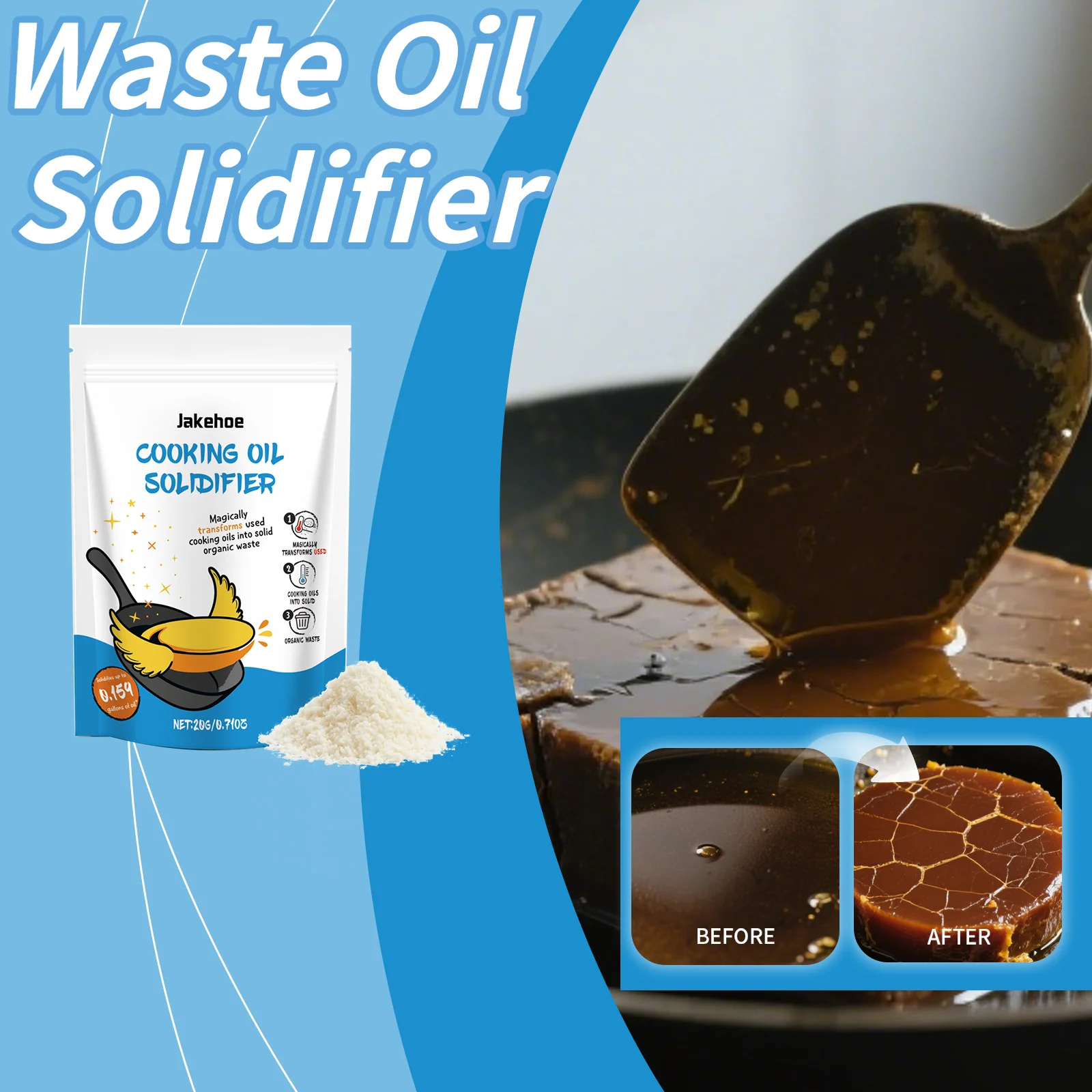Waste Oil Solidifier Quickly Solidifies Used Cooking Oil & Various Greases A Cleaning & Solidifying Agent For Kitchen Waste