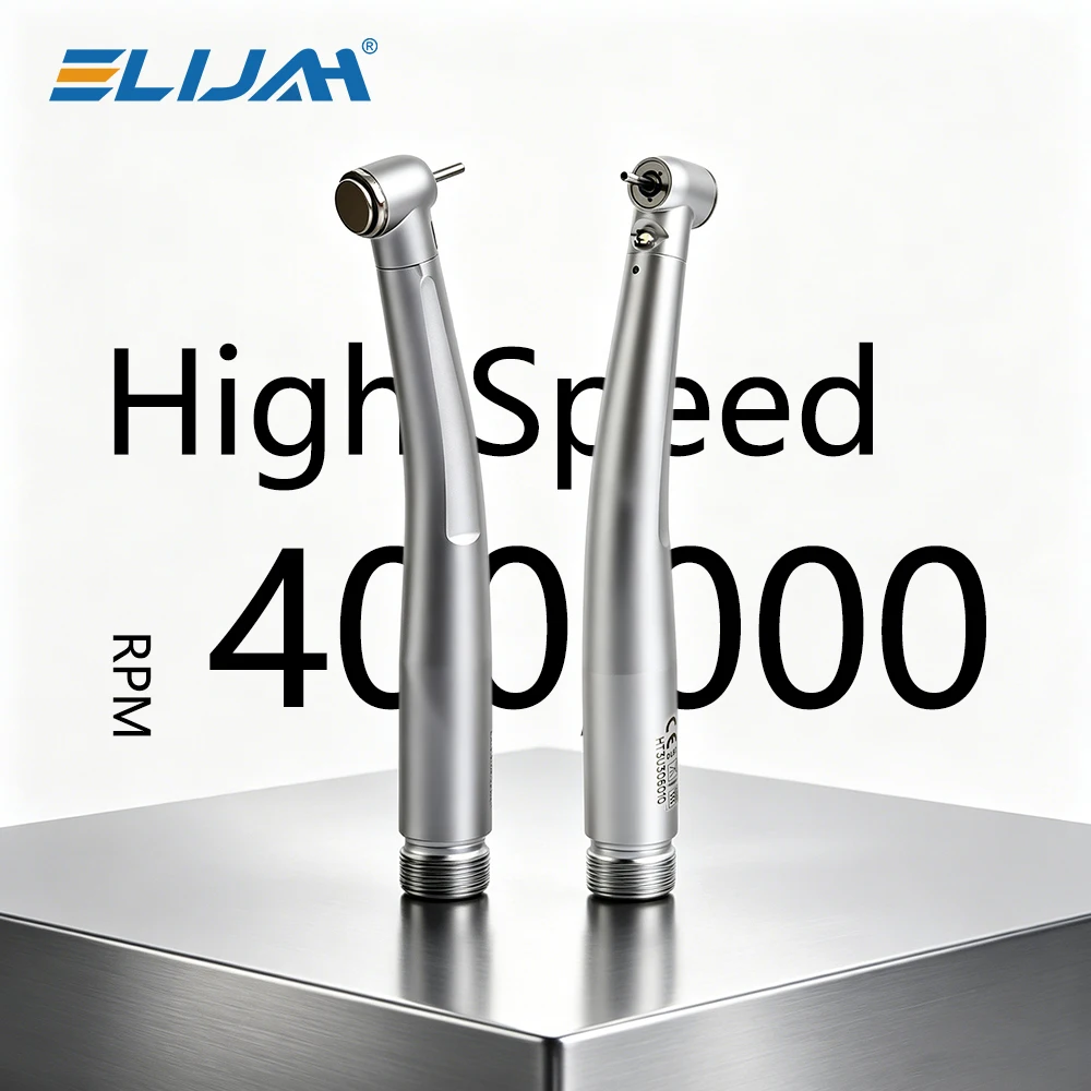 Turbina dental de alta velocidad con rodamiento cerámico para odontología restauradora, 400 000 RPM, triple spray interno, botón pulsador
