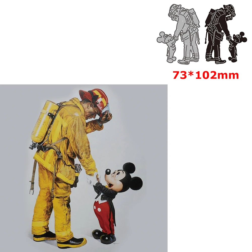 

Disney Mickey and Firefighter Greeting Metal Cutting Dies Set for DIY Scrapbook Paper Cards Album Decor Crafting Project 2023