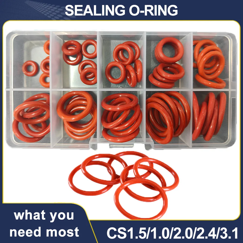 CS1.0/1.5/2.0/2.4/3.1 Red Silicone O Rings Kit VMQ Sealing Washer