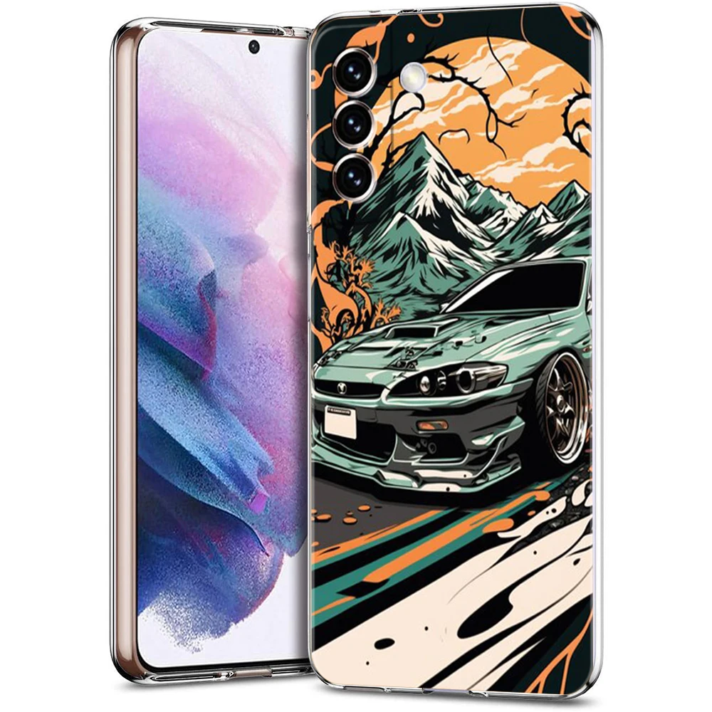 Drift Sportwagen Handy hülle für Samsung Galaxy S23 S20 Fe S22 S21 Ultra M21 M22 M32 S10 S10E S9 S8 plus 5G transparente Shell Tasche – Detail 4