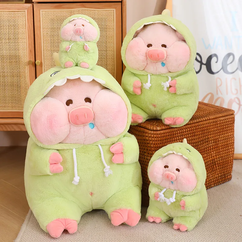 Transformed Dinosaur Little Pig Plush Toy Cute Stuffed Animals Piggy with Clothes Detachable Hat Plushie Soft Kids Toys Gifts 1 set spray dinosaur toys detachable body double storage analog sound inertial abs smoke double decker dinosaur cars figures