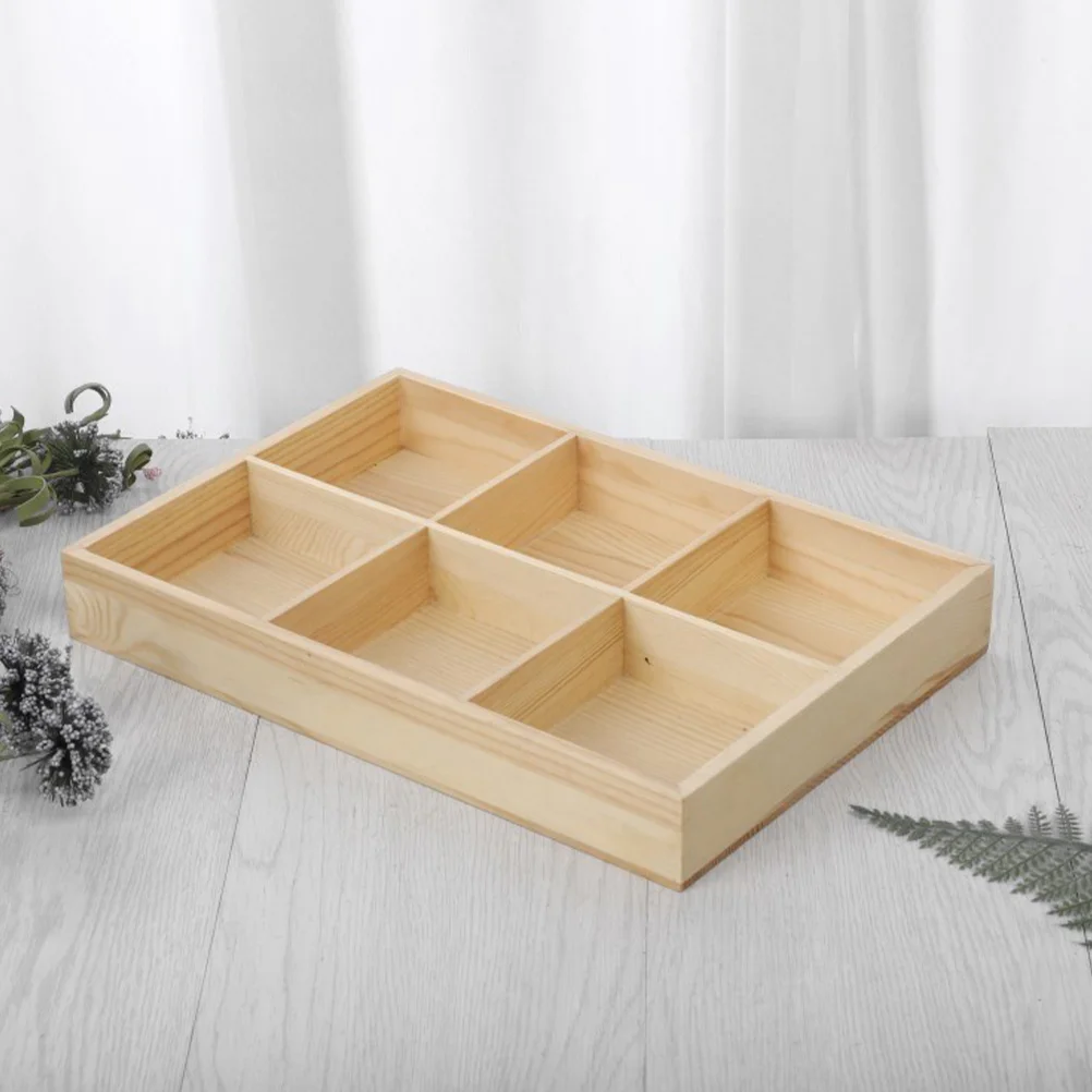 Crayon Colored Holder 235X16X3CM Pine Wood Desk Accessories 6-compartment Storage Case 5