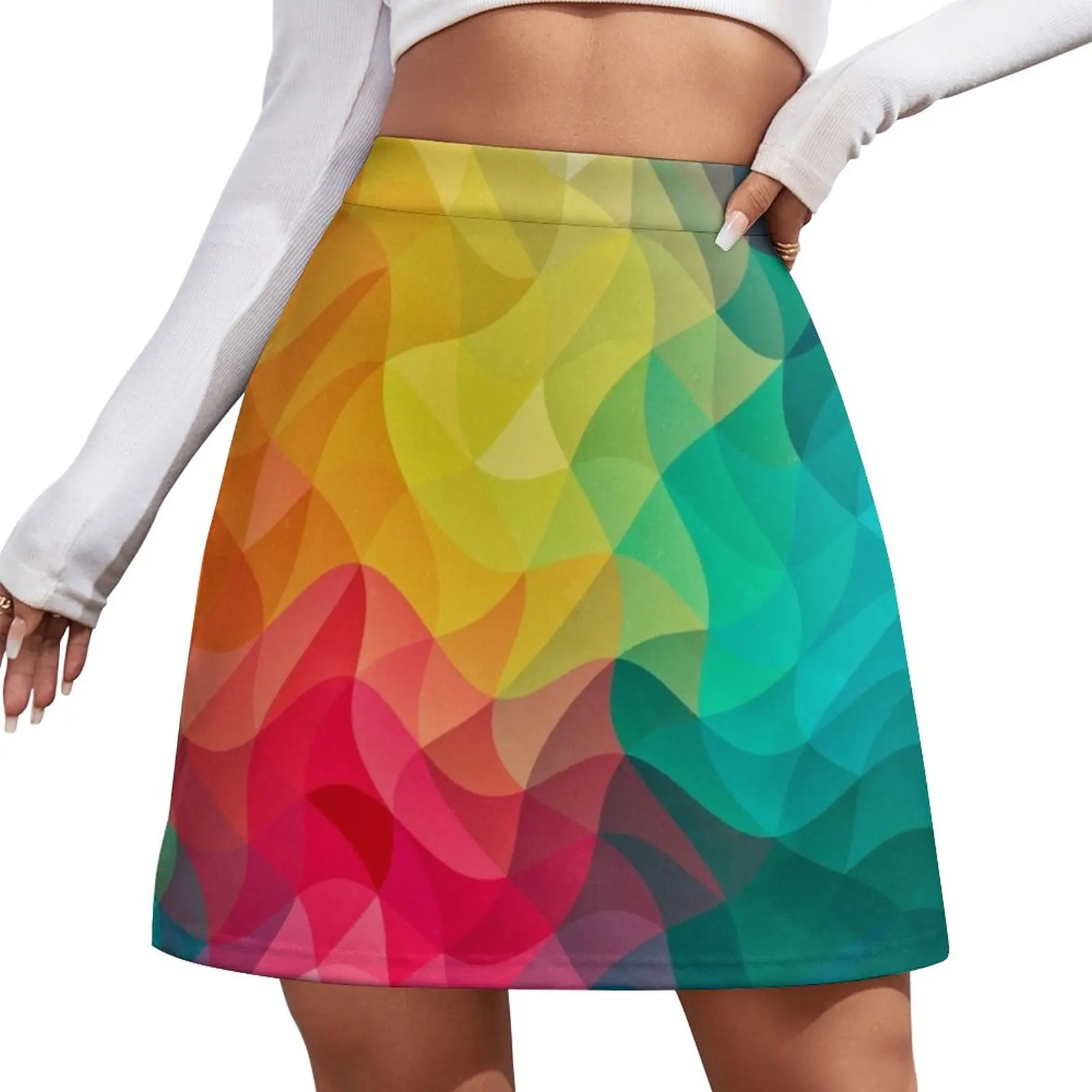 Abstract Color Wave Flash Mini Skirt dress womens clothing extreme mini dress