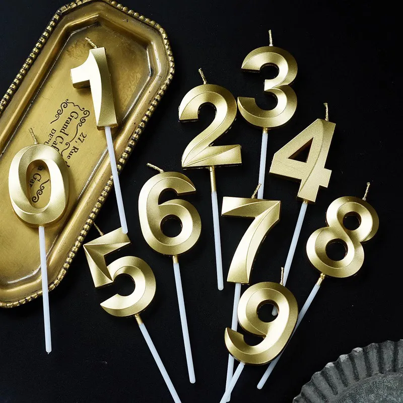 1pc-Birthday Candle Golden Number 0-9 Smoke Free
