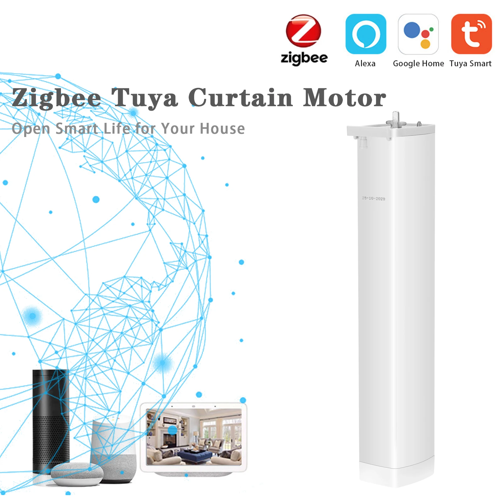 

Tuya ZigBee Intelligent Curtain Blind Switch Electric Motorized Curtain Roller Shutter Motor Compatible with Alexa Google