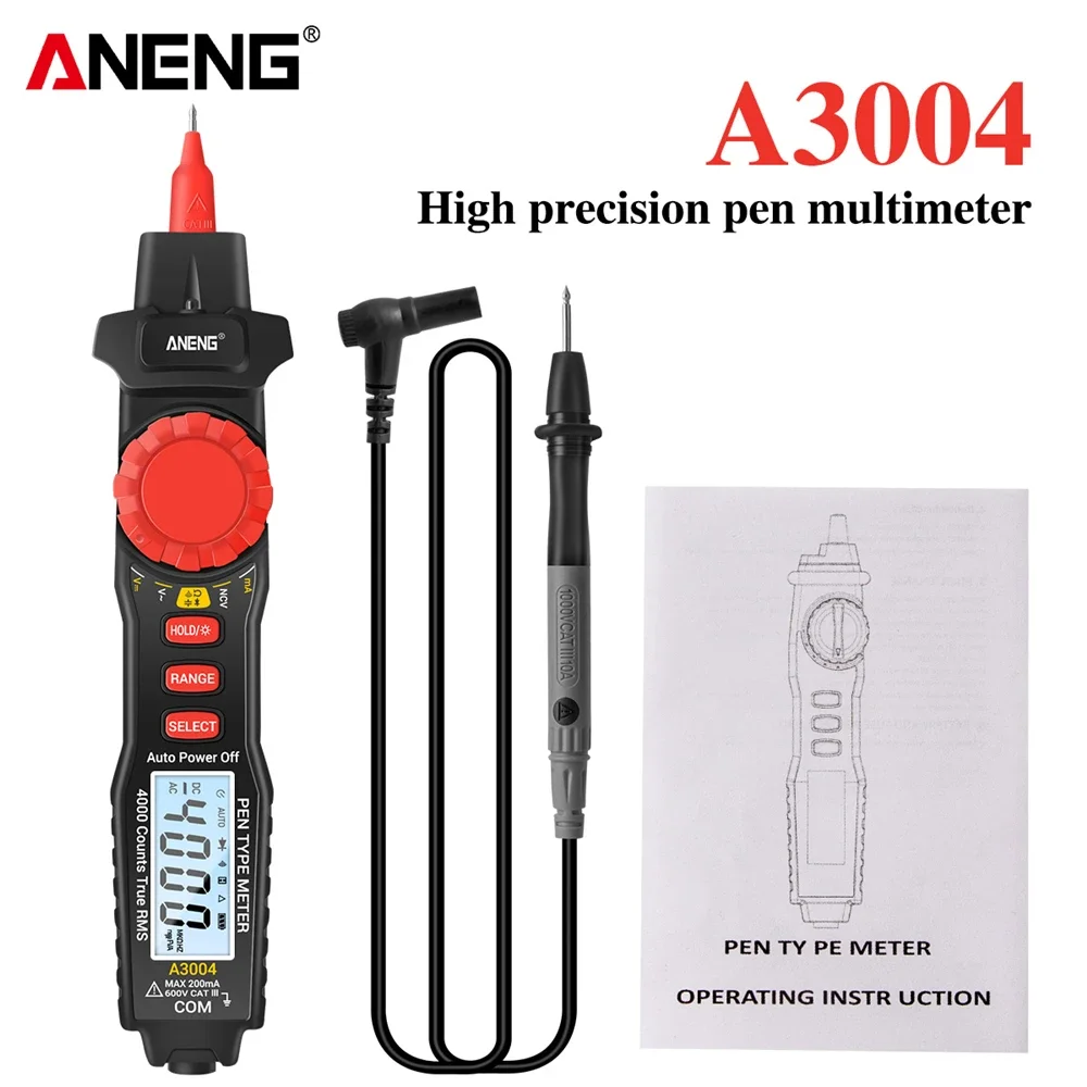 ANENG A3004 Smart Pen Multimeter Digital 4000 Counts AC/DC Current Voltage Test NCV Capacitance Resistance Diode Ohm Tester Tool