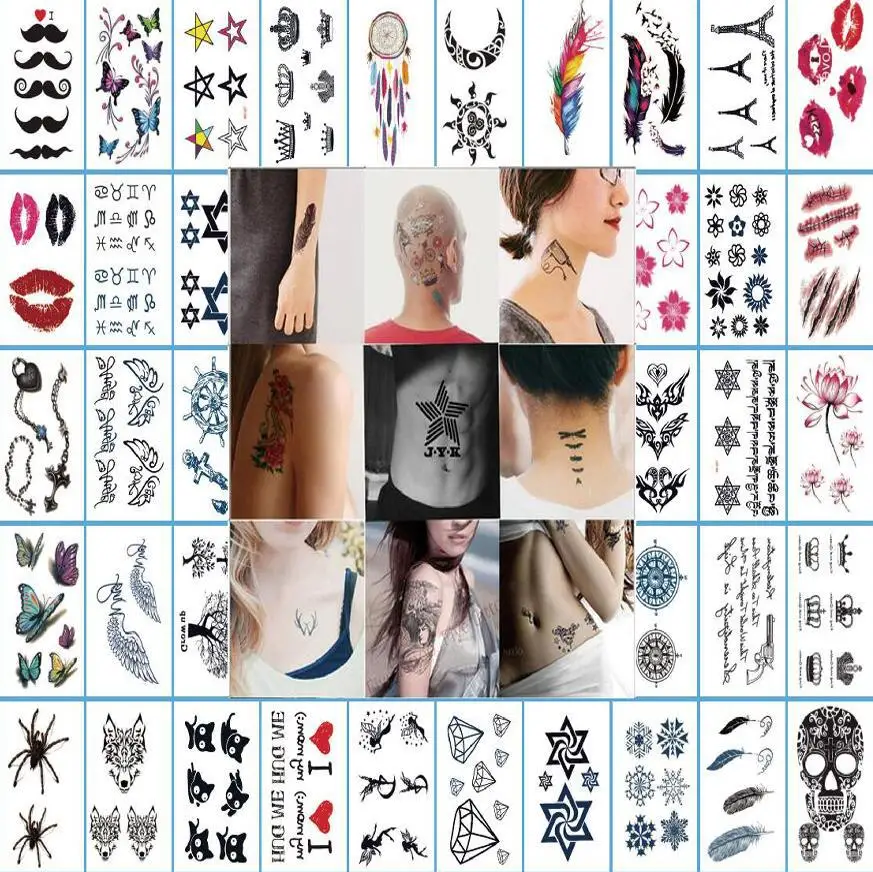 

10pcs Mixed StyleFashion mini tattoo stickers geometric English tattoo stickers