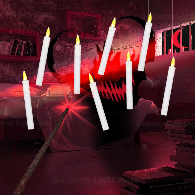 Halloween Flameless Candles With Wand Remote Control LED Floating
