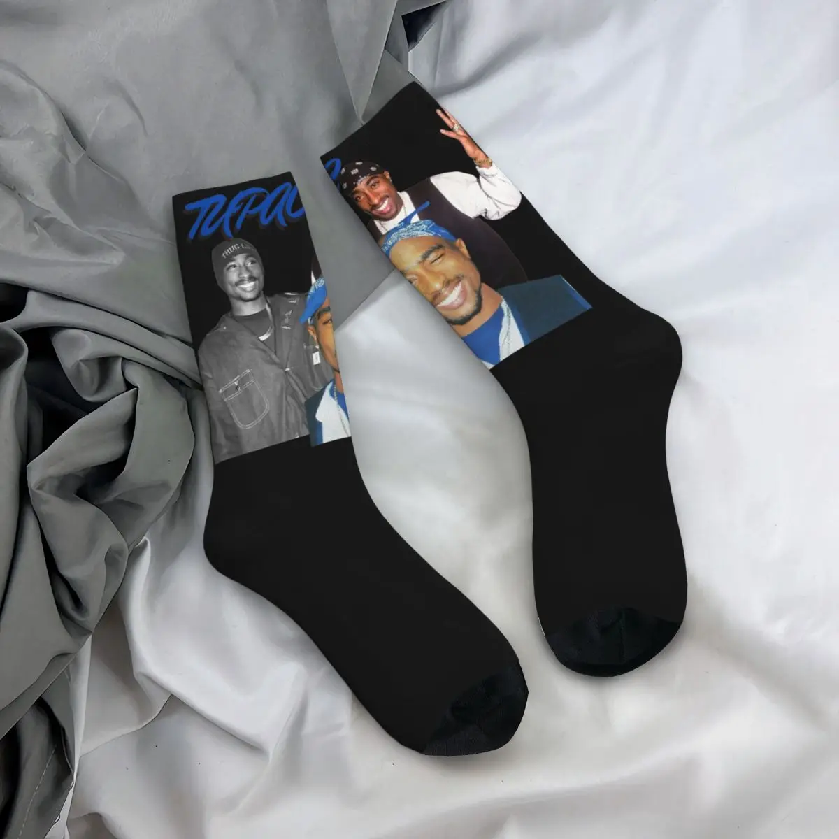 Novelty Men Women Socks Cool Rapper Tupac Design Product Warm 2 Pac 90s Retro Sport Socks All Seasons
