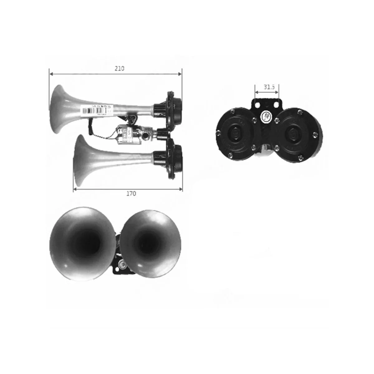 Dual-tone Air Horn Assembly LG9700270100 For Sinotruk Howo Light Truck Auto Parts Original Truck Parts
