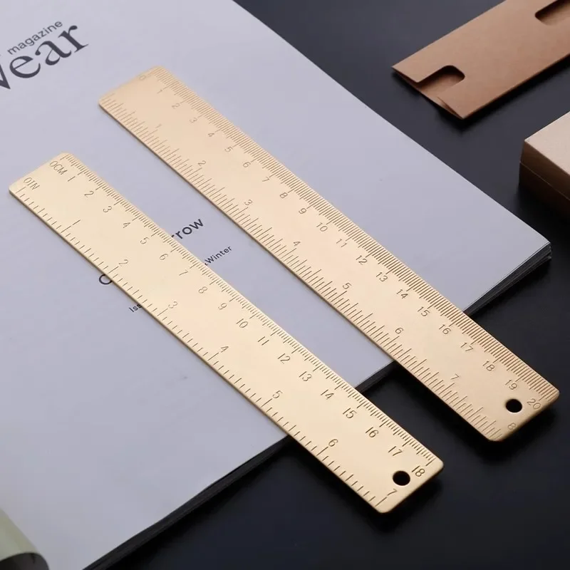 Gold Rose Gold Straight Ruler 15cm Metal Brass Scale Measuring Tools DIY Painting Drawing Kit Notebook Bookmark Copper Ruler