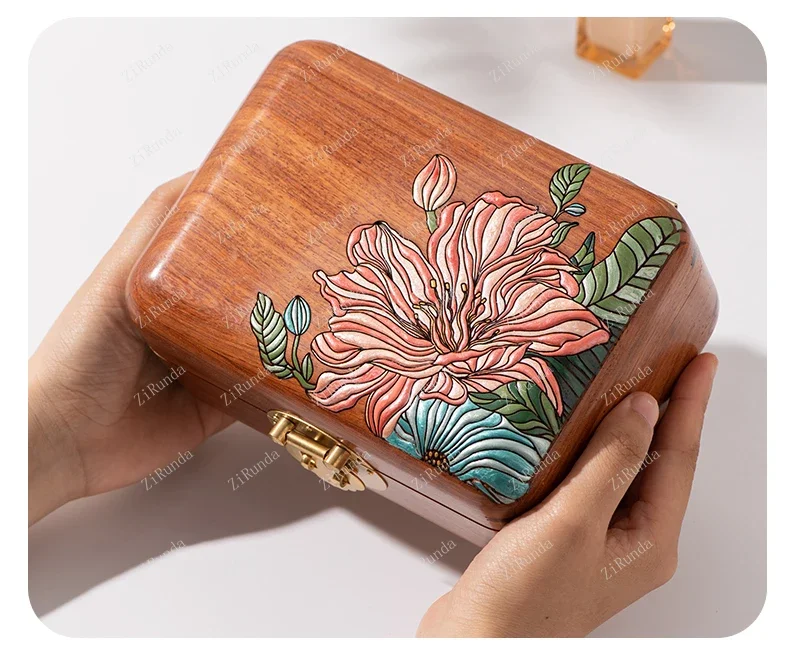 *Jewelry box, national style mahogany storage box, solid wood