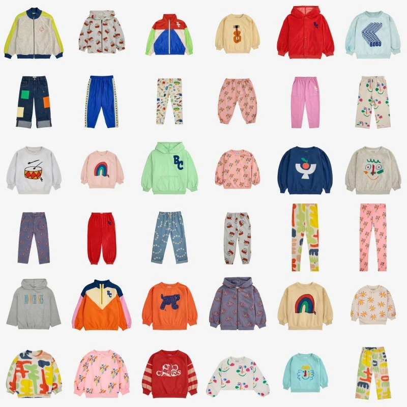 

2024SS New BC Series Boys and Girls' Sweathirt Printed Hooded Sweater Cartoon Cute Coat Pants Set