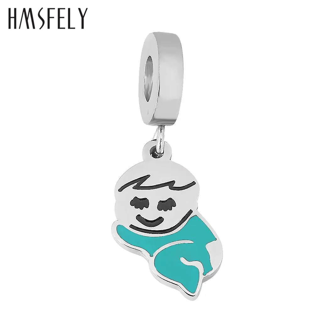 

HMSFELY Stainless Steel Boy Girl Pendant For DIY Bracelet Necklace Jewelry Making Accessories Bracelets Parts