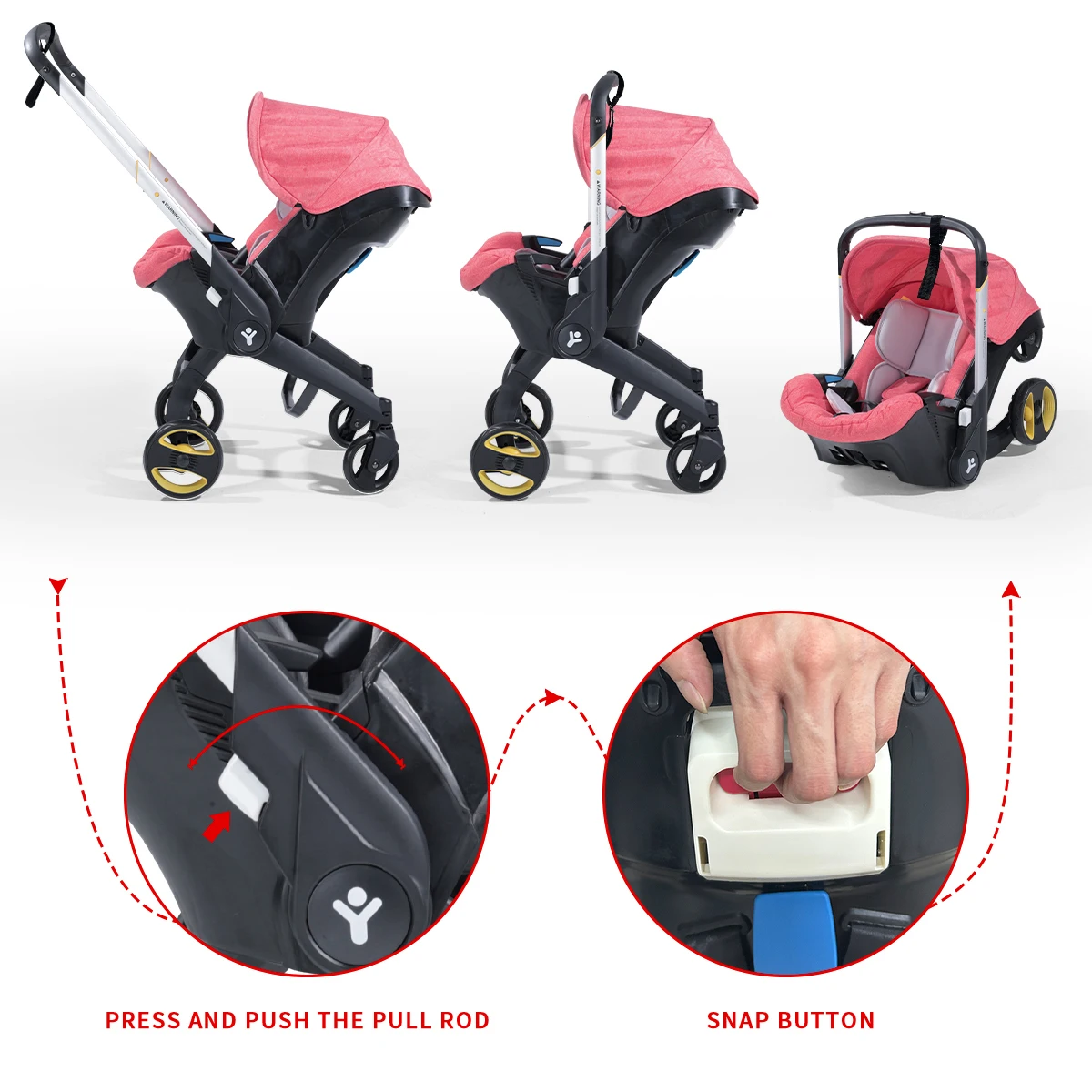 Lightweight baby stroller, adjustable handle, can be pushed in both directions, foldable handcart, suitable for traveling and sh 3