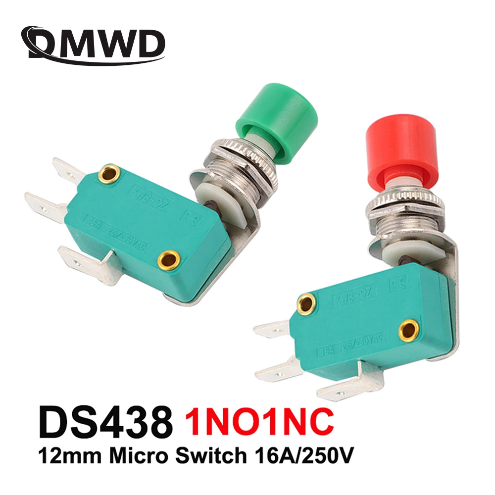 1pc 12mm DS 438 Momentary Push Button Switch Micro Switch 16A/250V Red