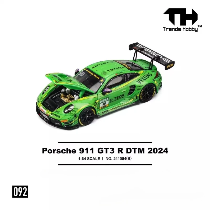 TrendsHobby 1:64 싱가포르 전시회 첫 번째 에디션 포르쉐 911gt3r 독일 투어링 카 레이스 DTM2024 챔피언 합금 자동차 모델