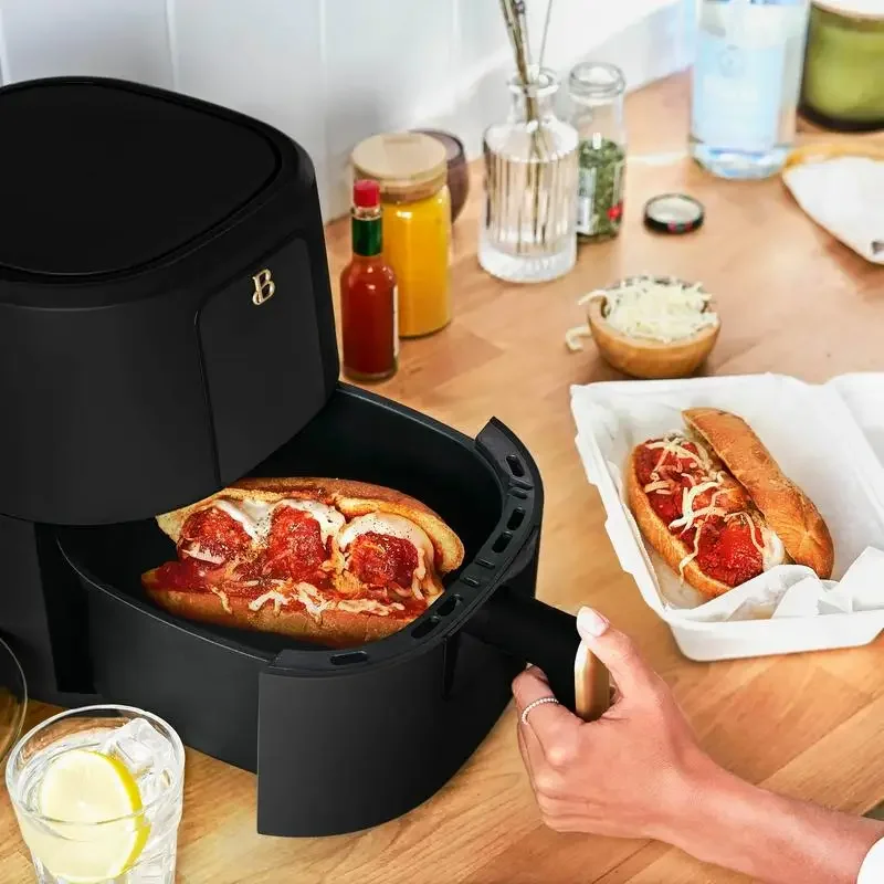 3 Qt Air Fryer with TurboCrisp Technology, Black Sesame by Drew Barrymore 3