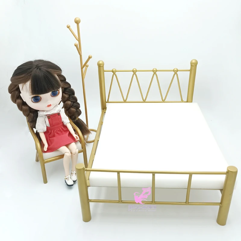 Blythe Doll House Furniture Metal Bed Chair For Barbie 30cm Doll Ob11 Accessories