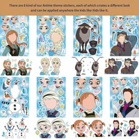 8/16Sheets Disney Frozen Puzzle Stickers Make a Face Create Your Own Elsa Olaf Anna Kids Toy Assemble Jigsaw Children Party Game 2