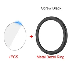 Enhanced Metal Bezel Ring with Tempered Glass Protective Film for MI Watch S4 S4 eSIM (Screw Black)