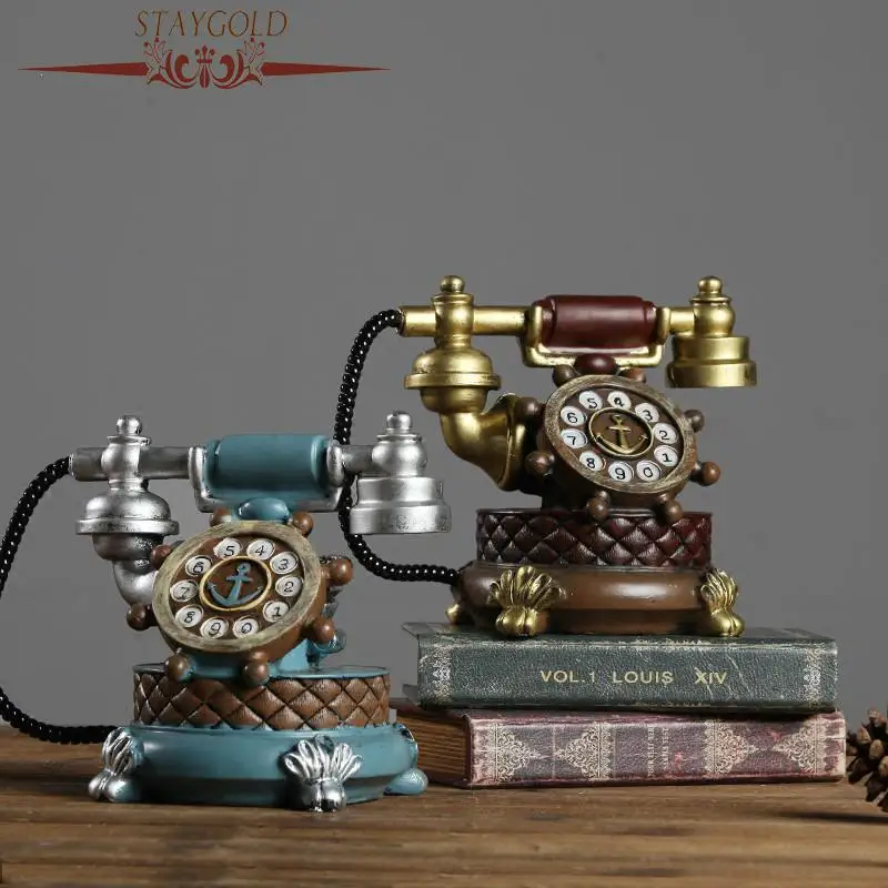 Shabby Chic Vintage Book Phone Piggy Bank Home Decor Ornaments Retro Furniture Figurines Phone Miniatures Home Decoration Crafts artificial telephone ornament