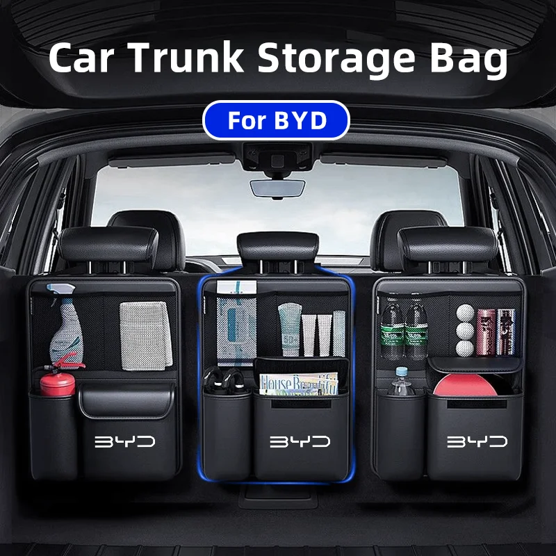 1PCS Car Trunk Storage Bag for BYD Seal Atto3 S2 S6 S7 Tang X Dream Detachable Car Seat Back Hanging Organizer for SUV Truck MPV