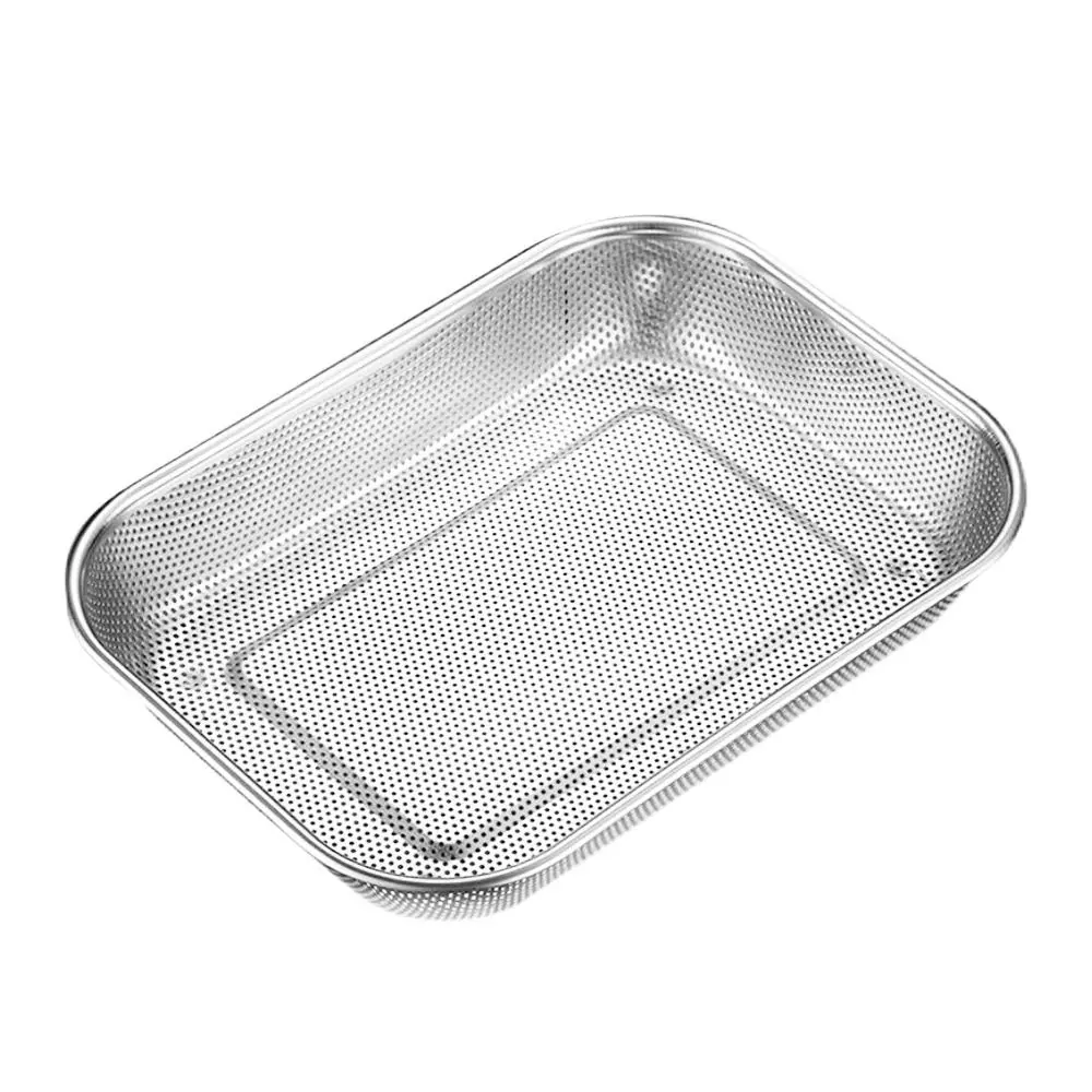 New Stainless Steel Washing basket Square Sink Strainer Colander Storage Baskets Storage Basket Handles Mesh Colander
