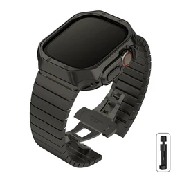 Premium Stainless Steel Watch Band with Protective TPU Cover for 49mm (Black)