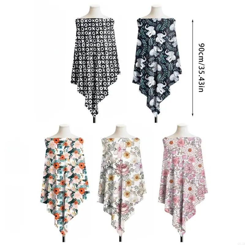 QX2D Nursing Scarf Fashionable & Practical Breastfeeding Cover Convenient Nursing Cover Lovely Pattern for Breastfeeding