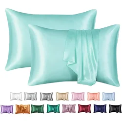 Luxurious Silky Satin Pillowcases - Soft, Skin-friendly, and Smooth - 51x91cm (20x36in)2pc (Light green)