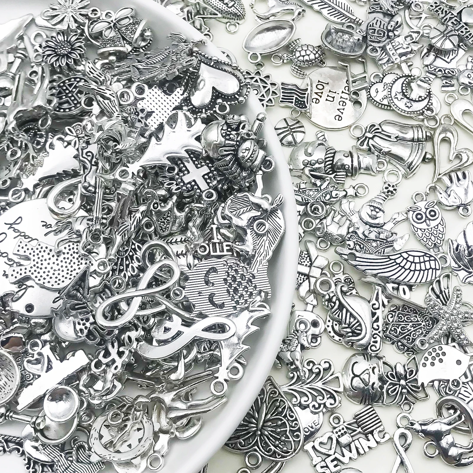 100pcs Mixed Color Sun Moon Stars Charms - Zinc Alloy Craft Pendants For DIY Jewelry Making