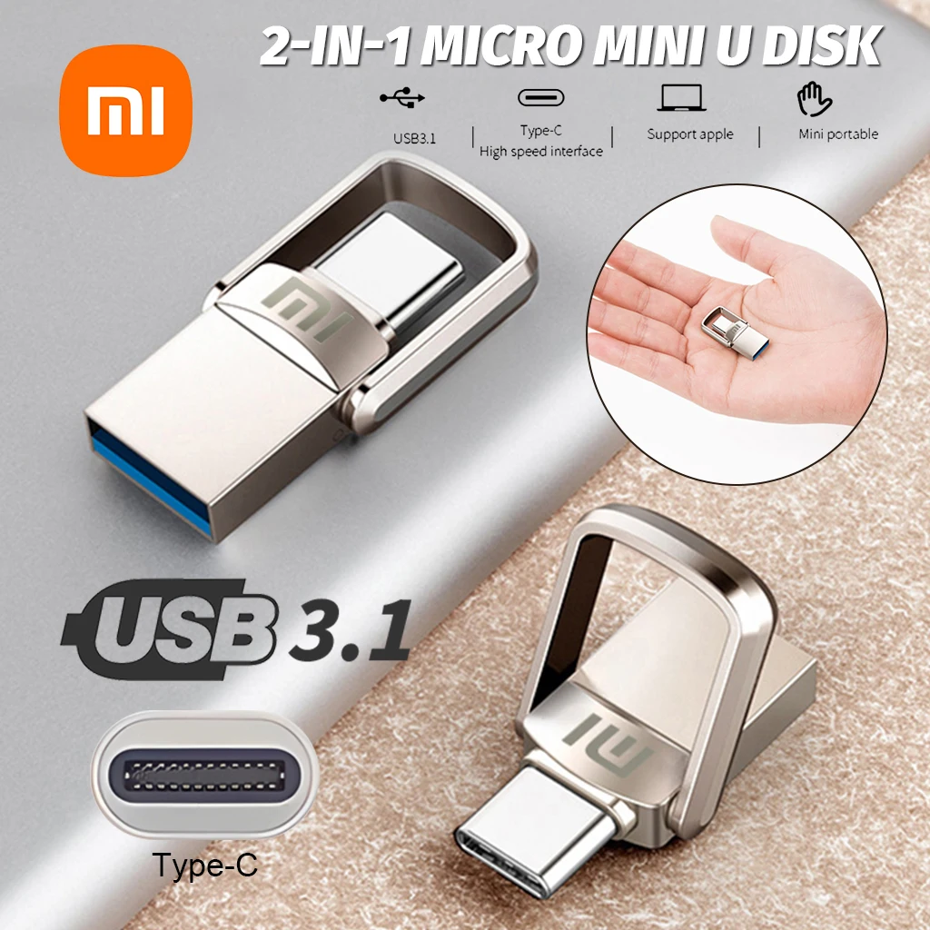 Xiaomi Usb Flash Drive 2Tb Otg Metal Usb 3.1 Pen Drive 1Tb 512Gb 256Gb 128Gb Pendrive Ad Alta Velocità Mini Flash Drive Memory Usb