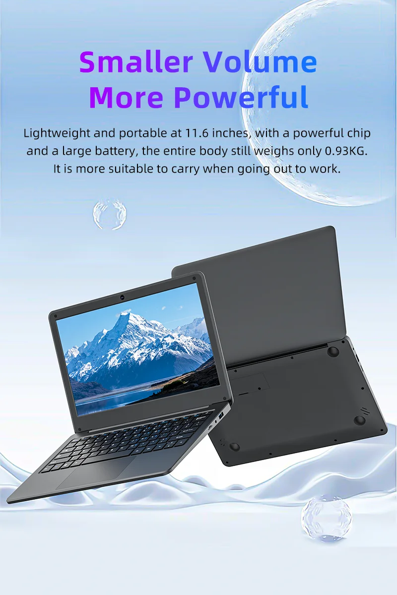 JOHNKANG 11.6 Inch Mini Laptop Intel Celeron N4000 8G RAM 128G 256G SSD Wifi Office Study Black Portable Ultraslim Pocket Laptop