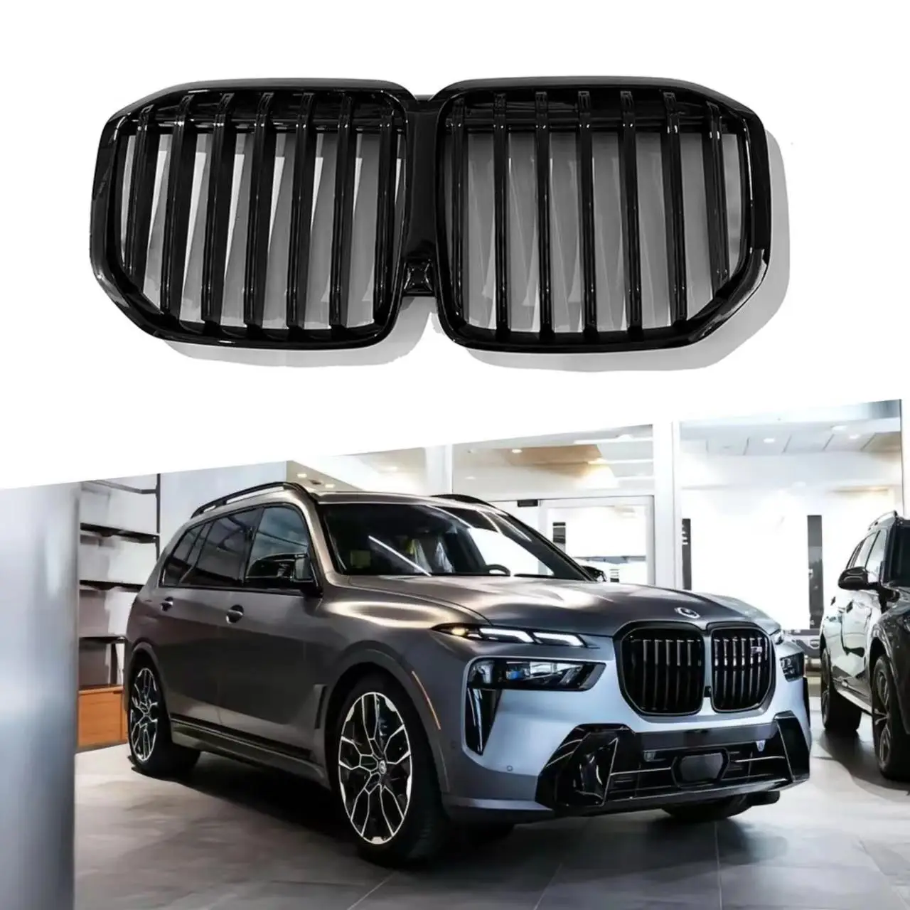 

Однолинейная яркая черная решетка для 2023-2024 BMW X7G07 LCI