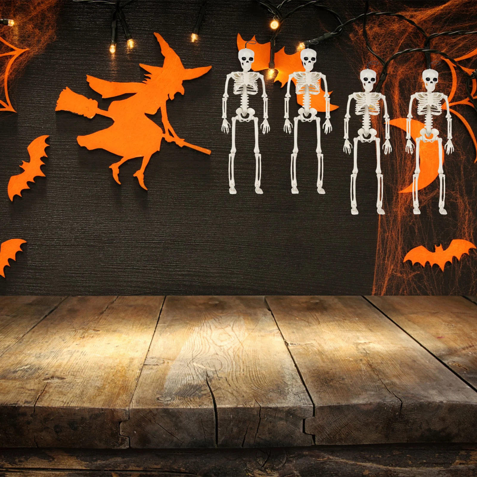 Halloween Life Size Skeleton Full Body 40cm Posable Decor with Movable Joints For Haunted Houses Cemeteries