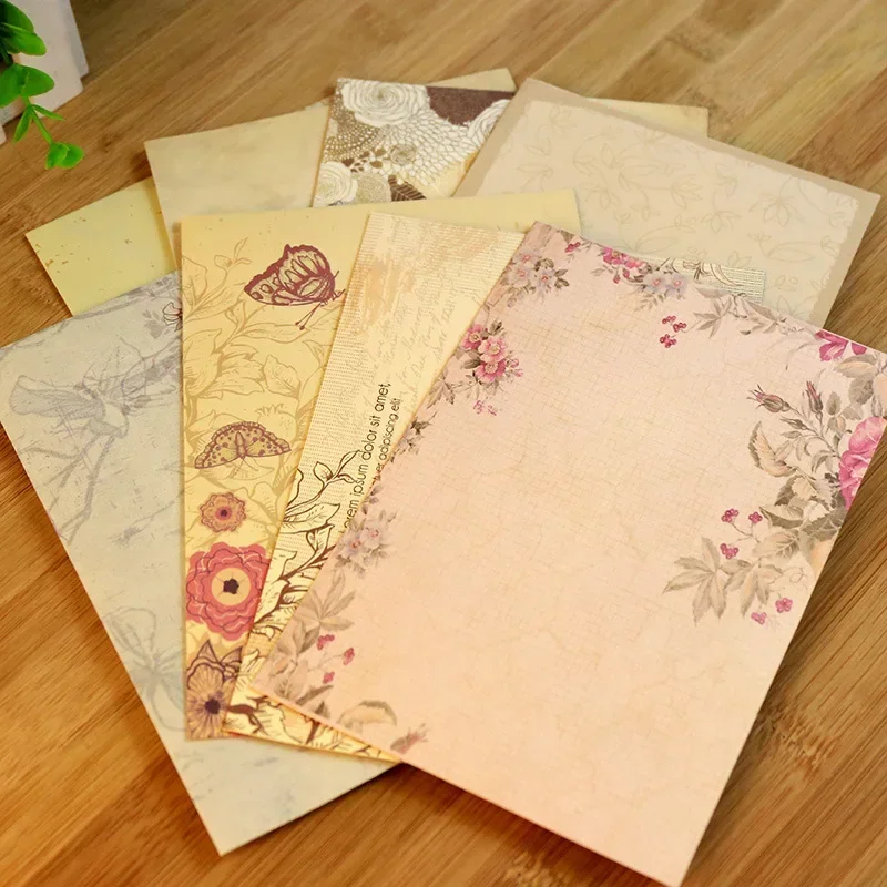 

10pcs Retro Floral Letter Pads for Envelopes DIY Letter Writing Paper Message Card Wedding Party Invitation Cards Stationery