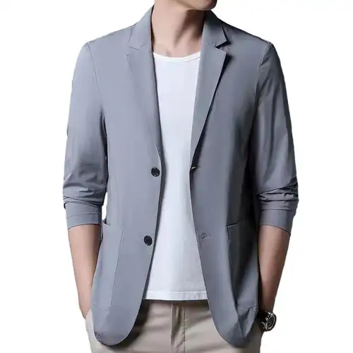 Solid Color Lapel Suit Coat Elegant Men's Suit Jacket with Lapel Collar Long Sleeves Button Placket Stylish Business Outerwear - Image 8