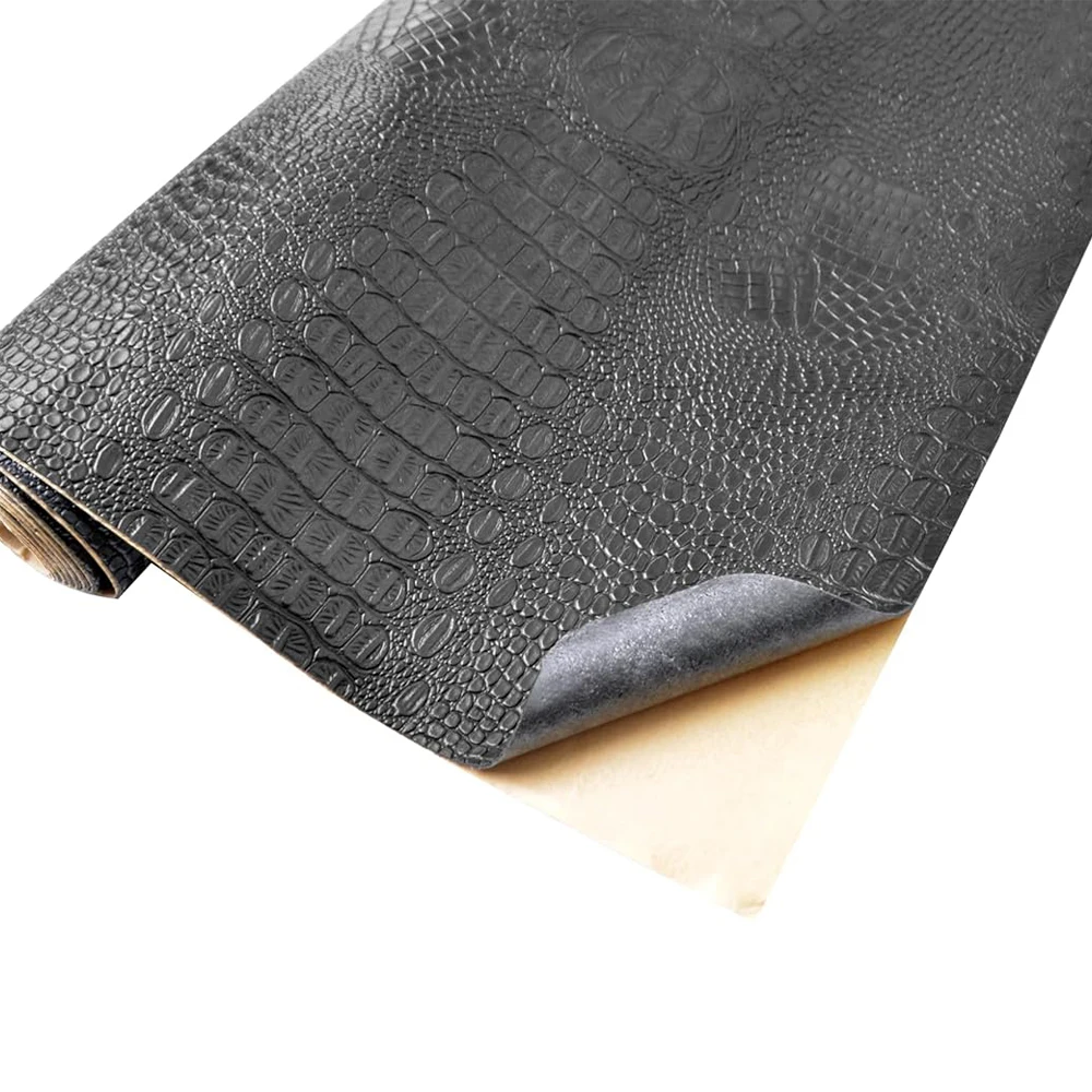 Self-Adhesive Alligator Fabric Soft Textured Crocodile Vinyl Faux Leather Gator Skin Embossed Upholstery DIY Craft Leather leather fabric leather material self adhesive leather sticker