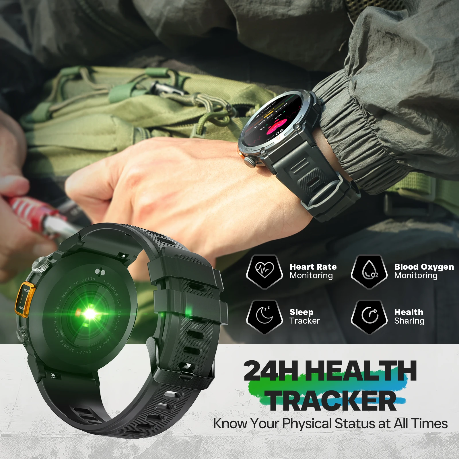 EIGIIS KE3 Bluetooth Call Smart Watch Men Full Touch Screen Health Monitor Clock With Flashlight Men SmartWatch For IOS Android 5